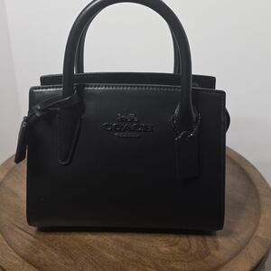 Coach Andrea Carryall Black Leather Structured Satchel
